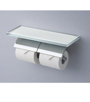  حامل مناديل مزدوج كروم مع رف زجاج  - صناعة ياباني # TOTO - YH63GWS